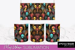 Neon Halloween Mug Wrap - Spooky Mug Sublimation Designs Product Image 1