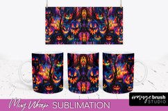 Neon Halloween Mug Wrap - Spooky Mug Sublimation Designs Product Image 1