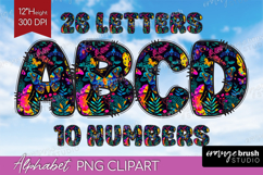 Neon Halloween Doodle Aphabet Clipart - Spooky Letters PNG Product Image 1