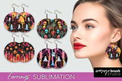 Neon Halloween Earrings - Spooky Round Earring Sublimation Product Image 1