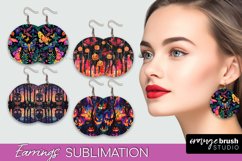Neon Halloween Earrings - Spooky Round Earring Sublimation Product Image 1