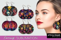 Neon Halloween Earrings - Spooky Round Earring Sublimation Product Image 1