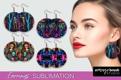 Neon Halloween Earrings - Spooky Round Earring Sublimation Product Image 1