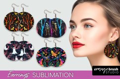 Neon Halloween Earrings - Spooky Round Earring Sublimation Product Image 1
