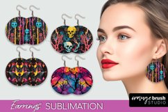 Neon Halloween Earrings - Spooky Round Earring Sublimation Product Image 1