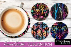 Neon Halloween Coasters - Spooky Round Coaster Sublimation Product Image 1