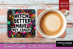 Sarcastic Quote Square Coaster - Halloween Coaster PNG Product Image 1