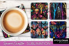 Neon Halloween Coasters - Spooky Square Coaster Sublimation Product Image 1
