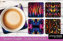 Neon Halloween Coasters - Spooky Square Coaster Sublimation Product Image 1