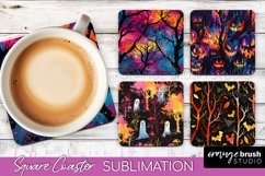 Neon Halloween Coasters - Spooky Square Coaster Sublimation Product Image 1