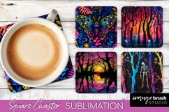 Neon Halloween Coasters - Spooky Square Coaster Sublimation Product Image 1