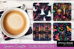 Neon Halloween Coasters - Spooky Square Coaster Sublimation Product Image 1