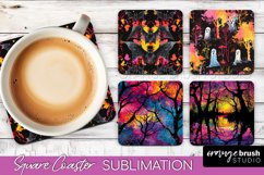 Neon Halloween Coasters - Spooky Square Coaster Sublimation Product Image 1