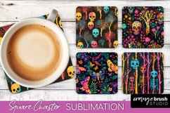 Neon Halloween Coasters - Spooky Square Coaster Sublimation Product Image 1