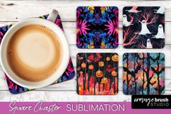 Neon Halloween Coasters - Spooky Square Coaster Sublimation Product Image 1