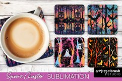 Neon Halloween Coasters - Spooky Square Coaster Sublimation Product Image 1