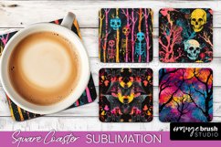 Neon Halloween Coasters - Spooky Square Coaster Sublimation Product Image 1