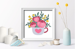 Cup of flower Layered paper cut / 3D Shadow Box Product Image 3