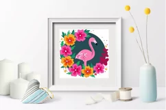 flamingo with flowers layered paper cut| flamingo svg paper Product Image 2