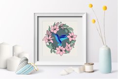 Hummingbird with flowers layered paper cut| Hummingbird SVG Product Image 2
