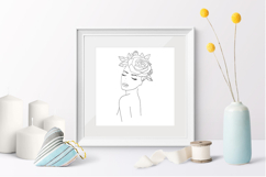 Printable design woman / Line drawing woman with flowers Product Image 3