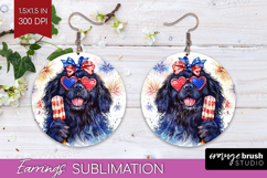 Newfoundland Dog Round Earrings 4th Of July PNG Sublimation Product Image 1