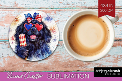 Newfoundland Dog Round Coaster 4th Of July Coaster PNG Product Image 1