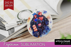 Newfoundland Dog Keychain PNG 4th Of July Keychain Product Image 1