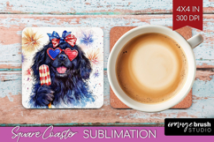 Newfoundland Dog Square Coaster 4th Of July Coaster PNG Product Image 1