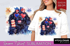 Newfoundland Dog Square Tshirt Background 4th Of July PNG Product Image 1