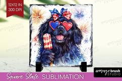 Newfoundland Dog Slate PNG 4th Of July Square Slate Product Image 1