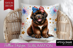 Newfoundland Dog Pillow Sublimation Patriotic Dog Pillow PNG Product Image 1