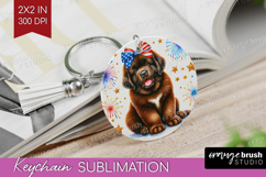 Newfoundland Dog Keychain PNG Patriotic Dog Keychain Product Image 1