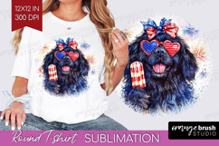 Newfoundland Dog Round Tshirt Background 4th Of July PNG Product Image 1