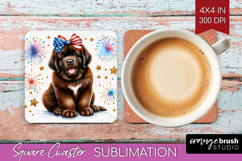 Newfoundland Dog Square Coaster Patriotic Dog Coaster PNG Product Image 1