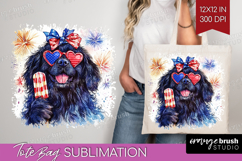 Newfoundland Dog Tote Bag 4th Of July Tote Bag PNG Product Image 1