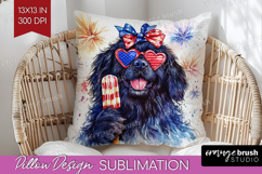 Newfoundland Dog Pillow Sublimation 4th Of July Pillow Cover Product Image 1