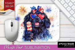 Newfoundland Dog Mouse Pad Sublimation 4th Of July Mousepad Product Image 1