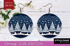 Nordic Christmas Round Earrings, Winter Earring Sublimation Product Image 1
