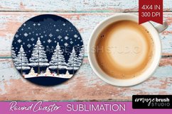 Nordic Christmas Round Coaster - Winter Coaster Sublimation Product Image 1