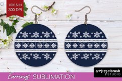 Nordic Christmas Round Earrings, Winter Earring Sublimation Product Image 1