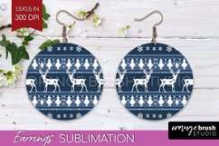 Nordic Christmas Round Earrings, Winter Earring Sublimation Product Image 1
