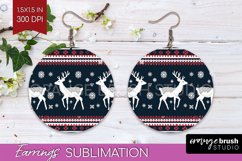 Nordic Christmas Round Earrings, Winter Earring Sublimation Product Image 1