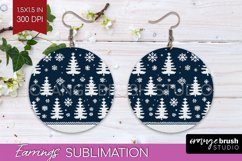 Nordic Christmas Round Earrings, Winter Earring Sublimation Product Image 1