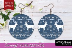 Nordic Christmas Round Earrings, Winter Earring Sublimation Product Image 1