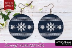 Nordic Christmas Round Earrings, Winter Earring Sublimation Product Image 1