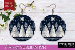 Nordic Christmas Round Earrings, Winter Earring Sublimation Product Image 1