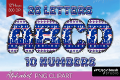 Knitted Christmas Doodle Alphabet Clipart - Nordic Xmas PNG Product Image 1