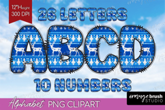 Knitted Christmas Doodle Alphabet Clipart - Nordic Xmas PNG Product Image 1