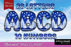 Knitted Christmas Doodle Alphabet Clipart - Nordic Xmas PNG Product Image 1